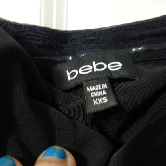 BEBE black ruched mesh and faux leather strapless tube dress - Picture 13 of 14